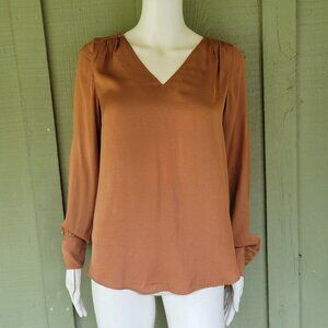 MAISON D'AMELIE Paris Brown Silky Blouse Top XS